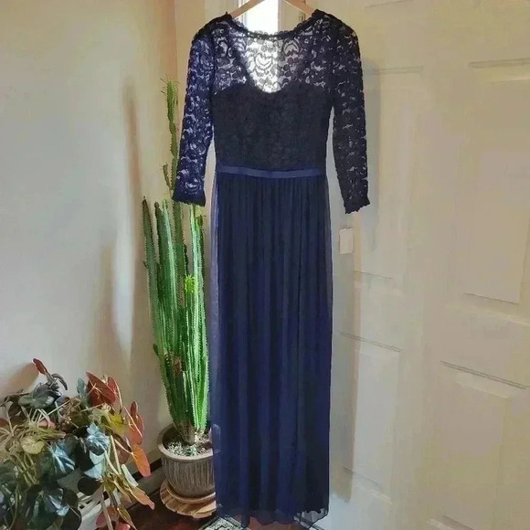 NWT David's Bridal Long Lace Mesh Mother Of The Bride Dress, Size 4 - Picture 1 of 10